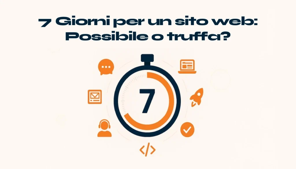 Timer di 7 giorni che mostra il processo reale di realizzazione di un sito web professionale