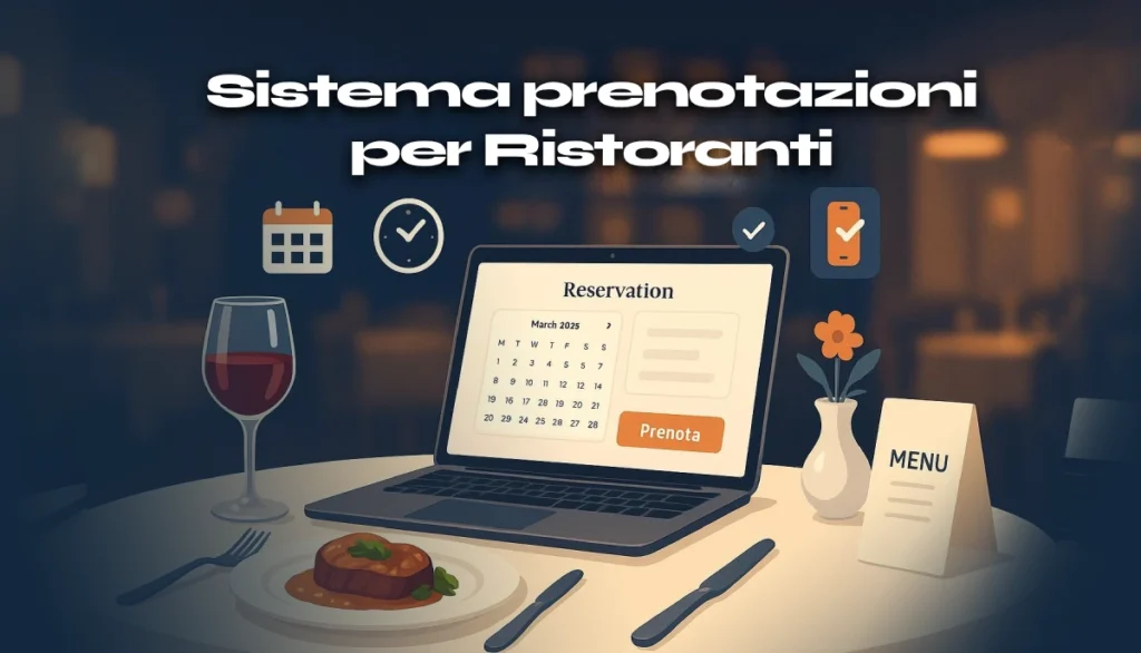 Sistema prenotazioni online per ristorante integrato nel sito web con menu digitale e booking automatico