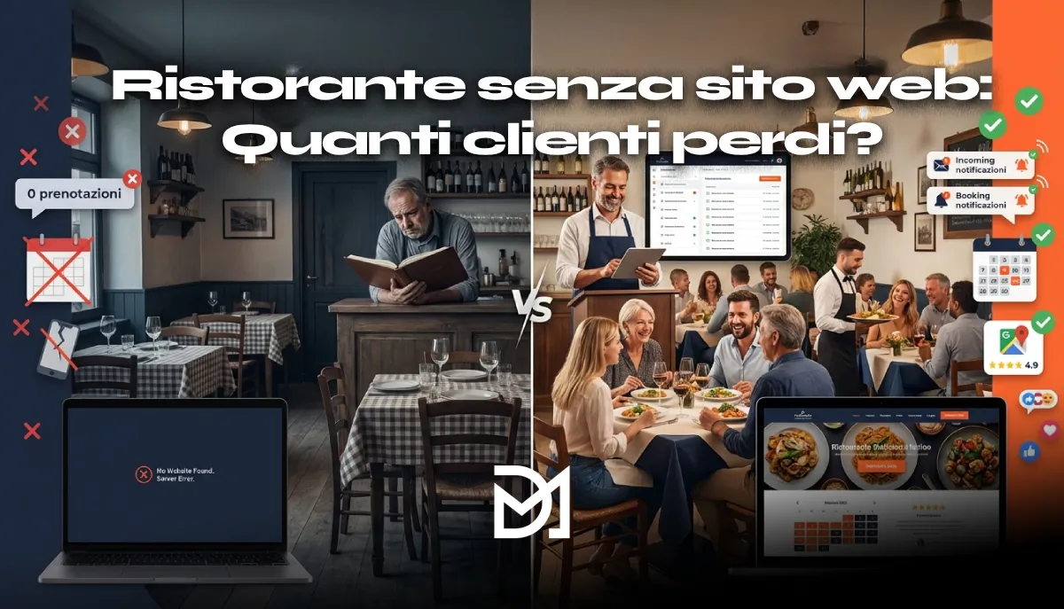 Ristorante senza sito web perde clienti ogni giorno: confronto tra attività offline e competitor online con prenotazioni