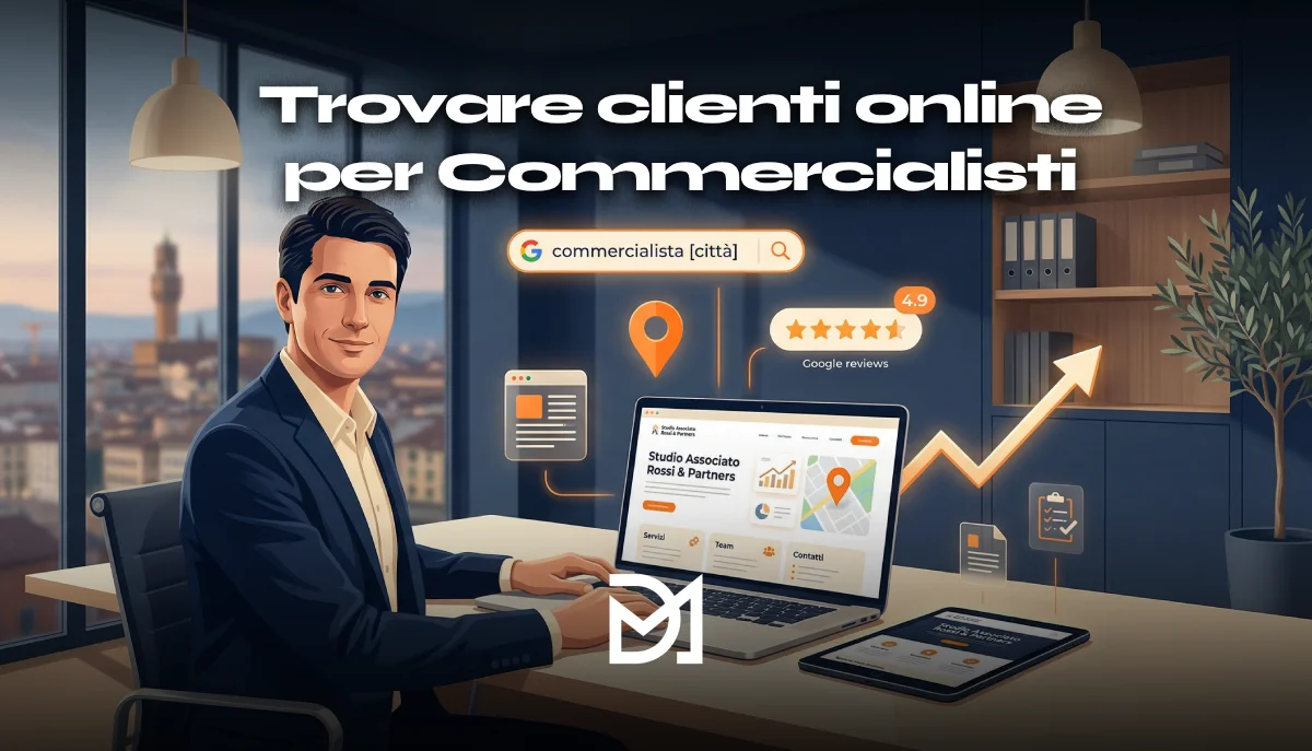 Commercialista strategia marketing digitale per trovare clienti online con SEO locale contenuti e recensioni senza pubblicità